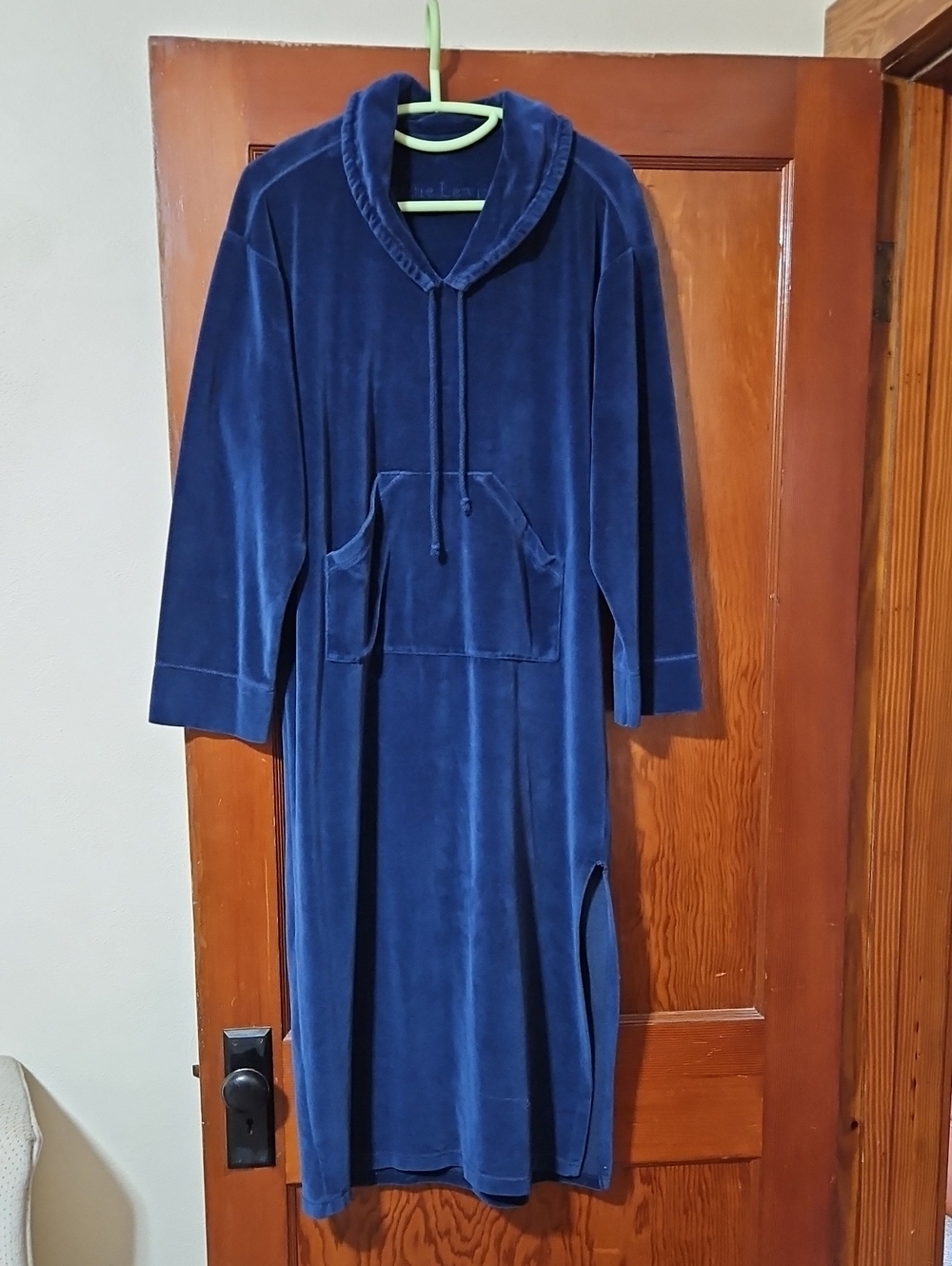 Anne Lewin Navy Blue Soft Cozy Lounge Robe Front Pocket Size M EUC